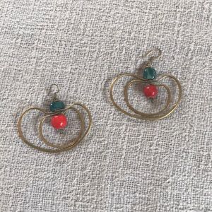 One of a Kind gold and bead earrings